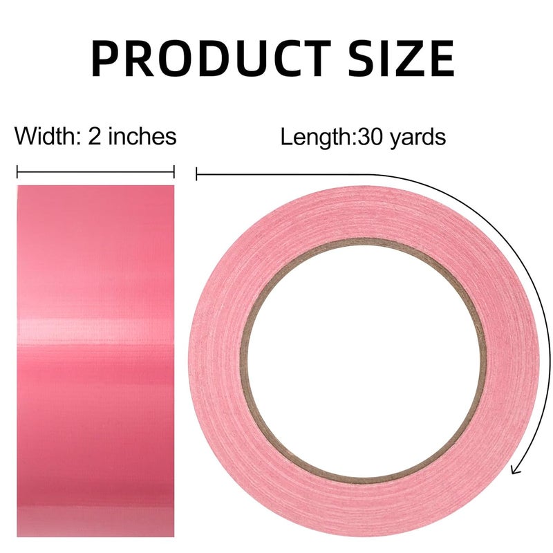 ROSEUP 2 Pack Duct Tape Heavy Duty,7.5 Mil Thickness,2 Inches x 30 Yards,Flexible,No Residue,Waterproof and Tear by Hand,Multi-Use for Indoor & Outdoor, Pink - Image 2